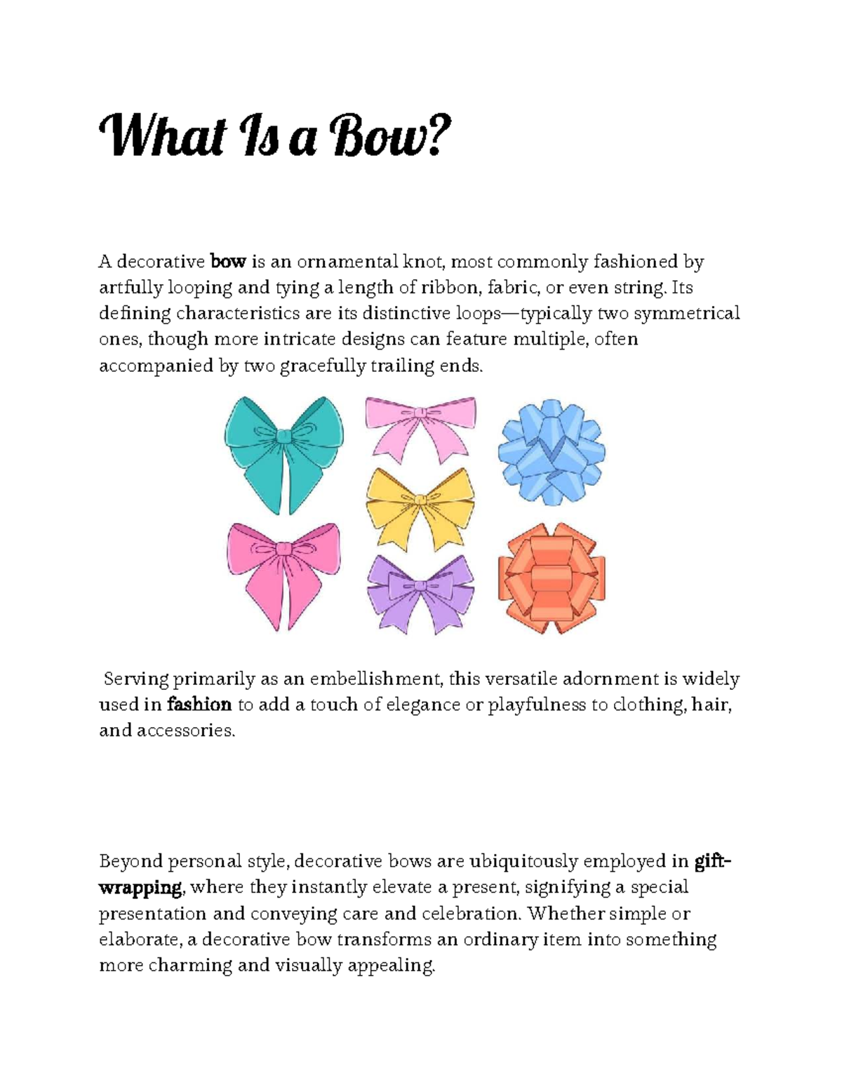 Understanding Decorative Bows: Their Art and Significance - Studocu