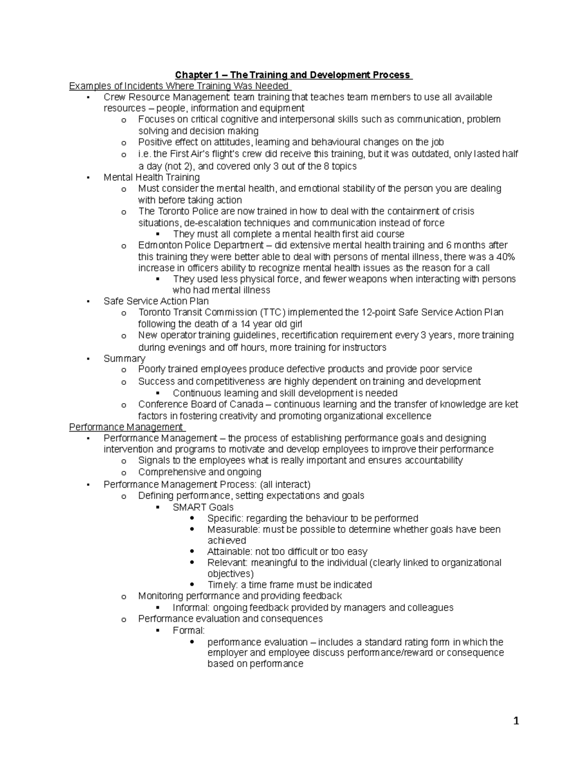 MOS 3343 - Textbook Readings - Midterm - Chapter 1 The Training and ...