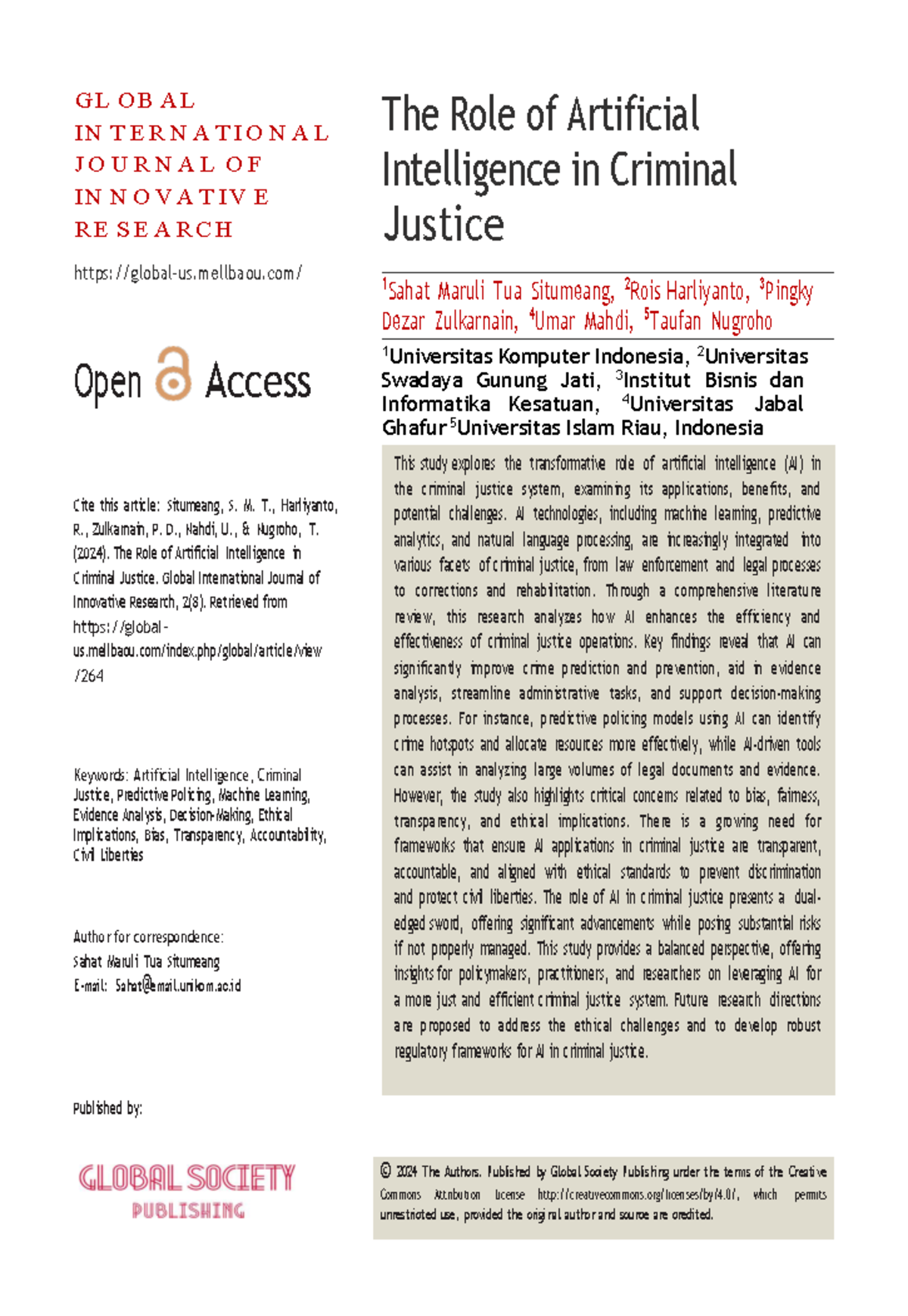 AI in Criminal Justice: Opportunities and Ethical Challenges (GL 2024 ...