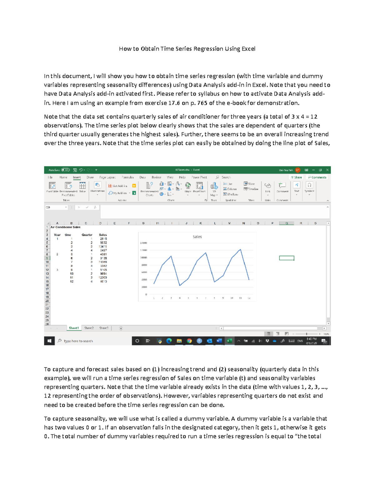 Time Series Regression Analysis in Excel: A Step-by-Step Guide - Studocu