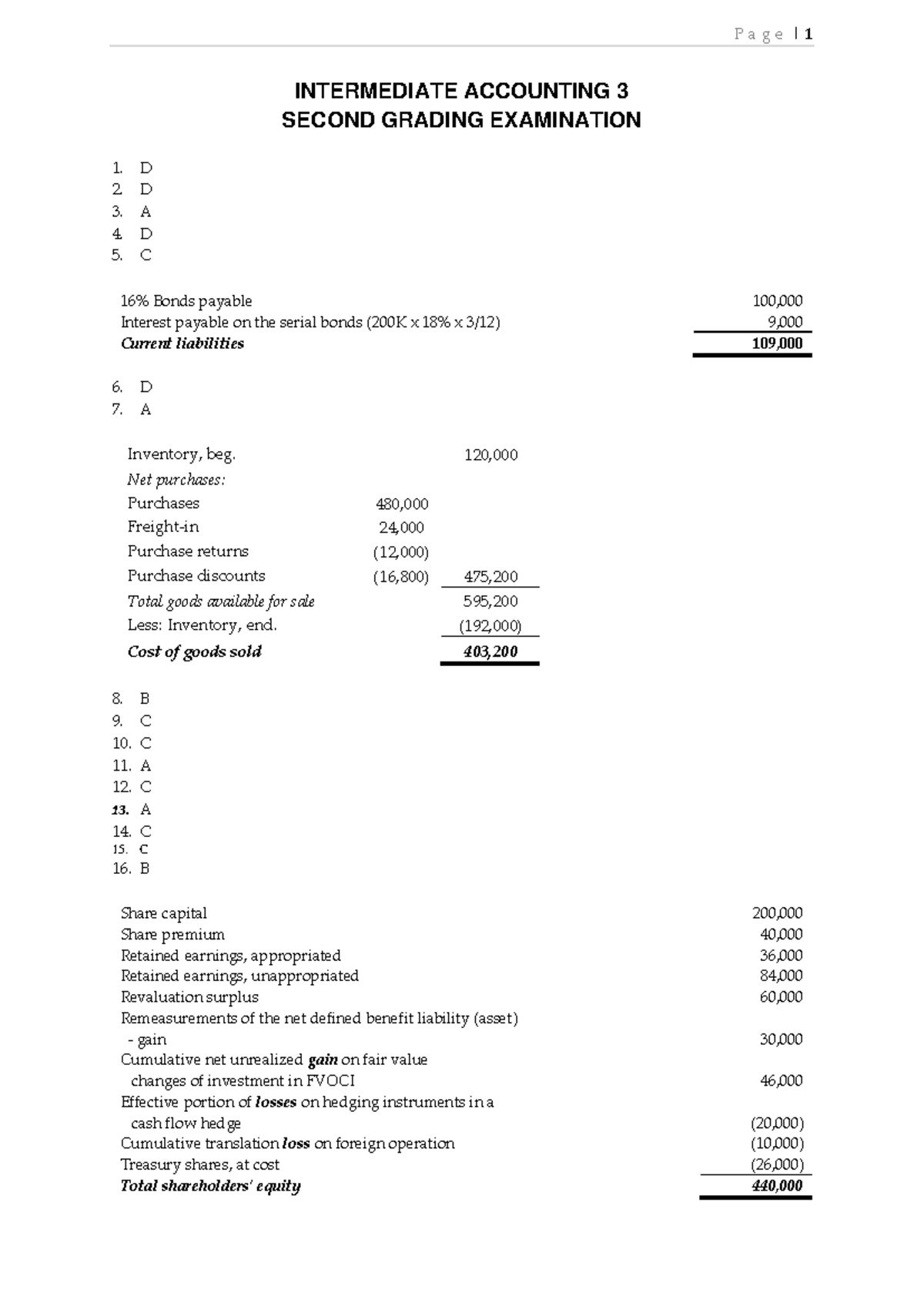 INTERMEDIATE ACCOUNTING 3 SECOND GRADING EXAM ANSWER KEY - Studocu