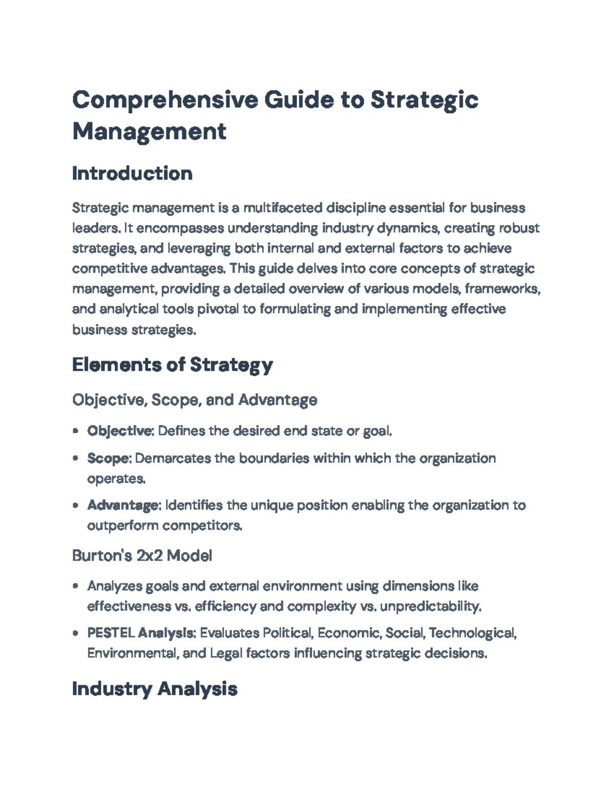 Strategic Management Guide: Models, Frameworks, and Applications ...