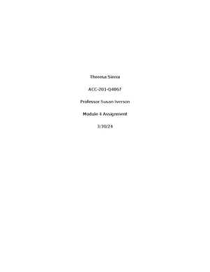 Module 4 Assignment - ACC-201-Q Module 4 Assignment 3/30/ INTERNAL ...