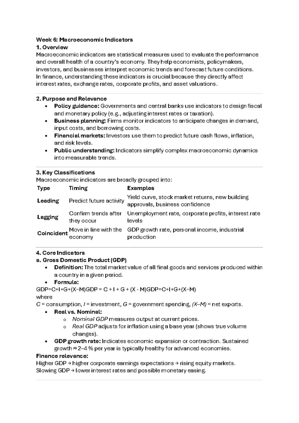 Week 6 MAE101 - Macroeconomic Indicators Overview and Insights - Studocu