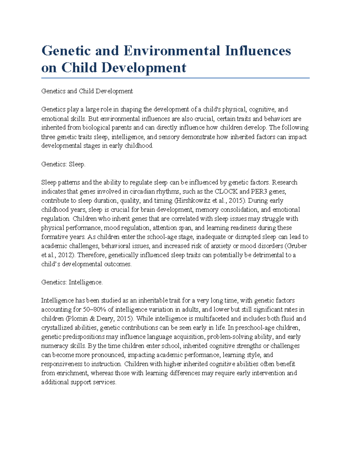 Genetics and Environment: Influences on Child Development (PSY 101 ...