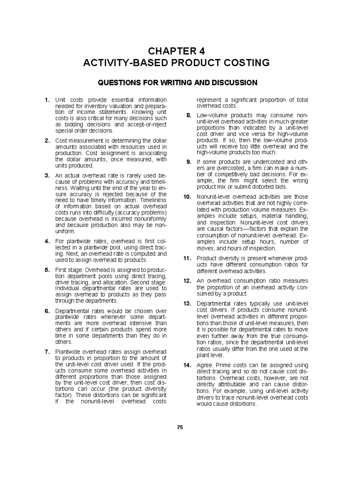 Ch 4 - ACTIVITY-BASED PRODUCT COSTING - CHAPTER 4 ACTIVITY-BASED ...