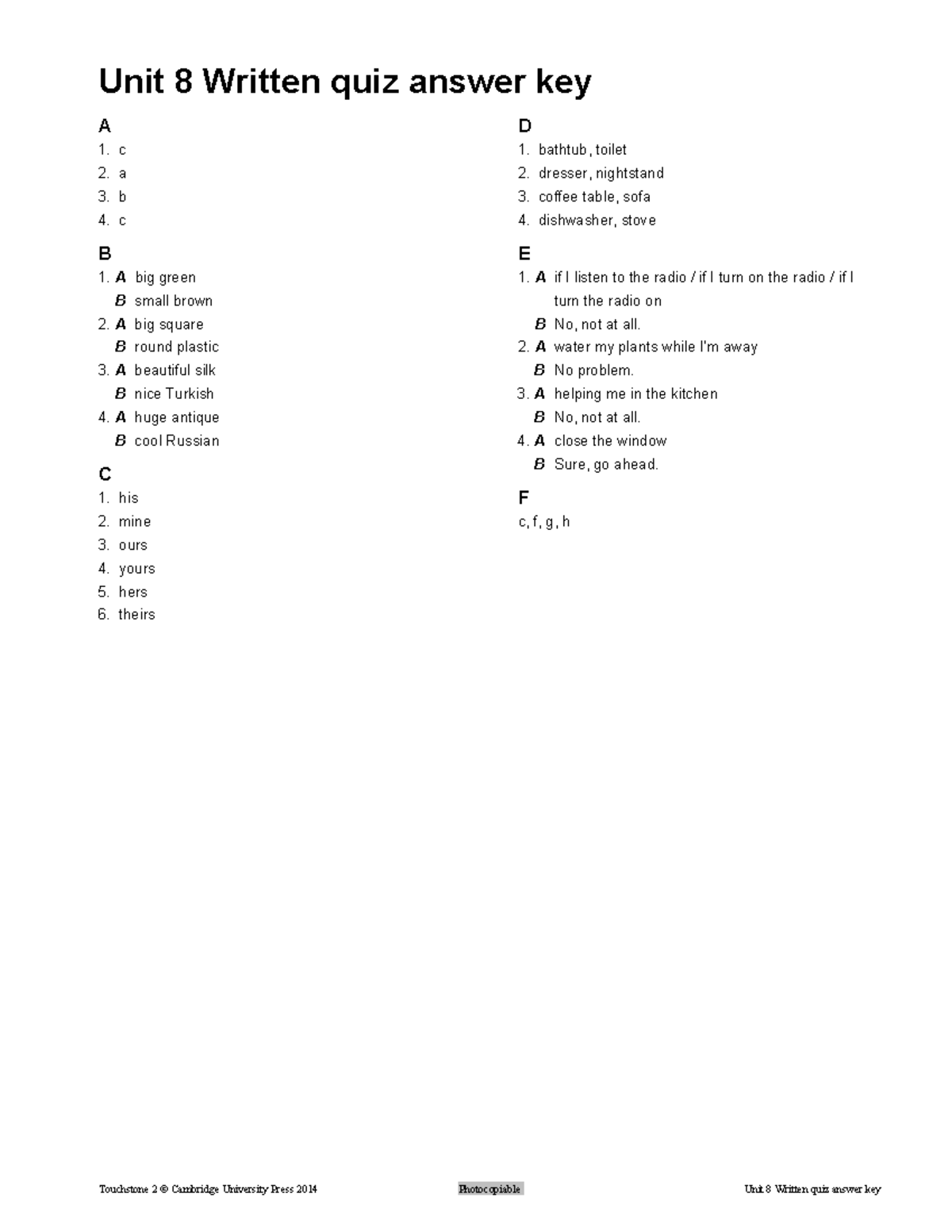 Course 7 UNIT 8 Written QUIZ Answer KEY Breakdown - Studocu