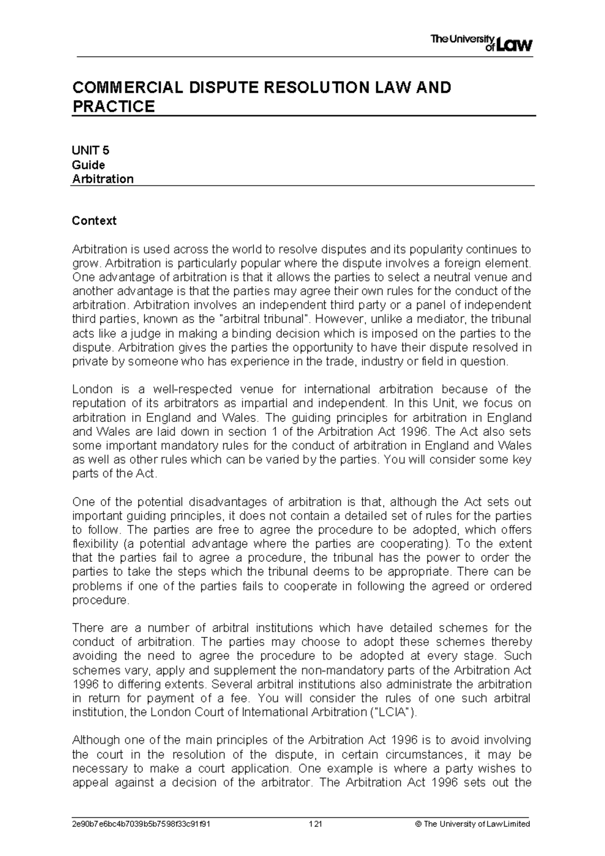2324 cdr ws05 ce01 guide t - COMMERCIAL DISPUTE RESOLUTION LAW AND ...