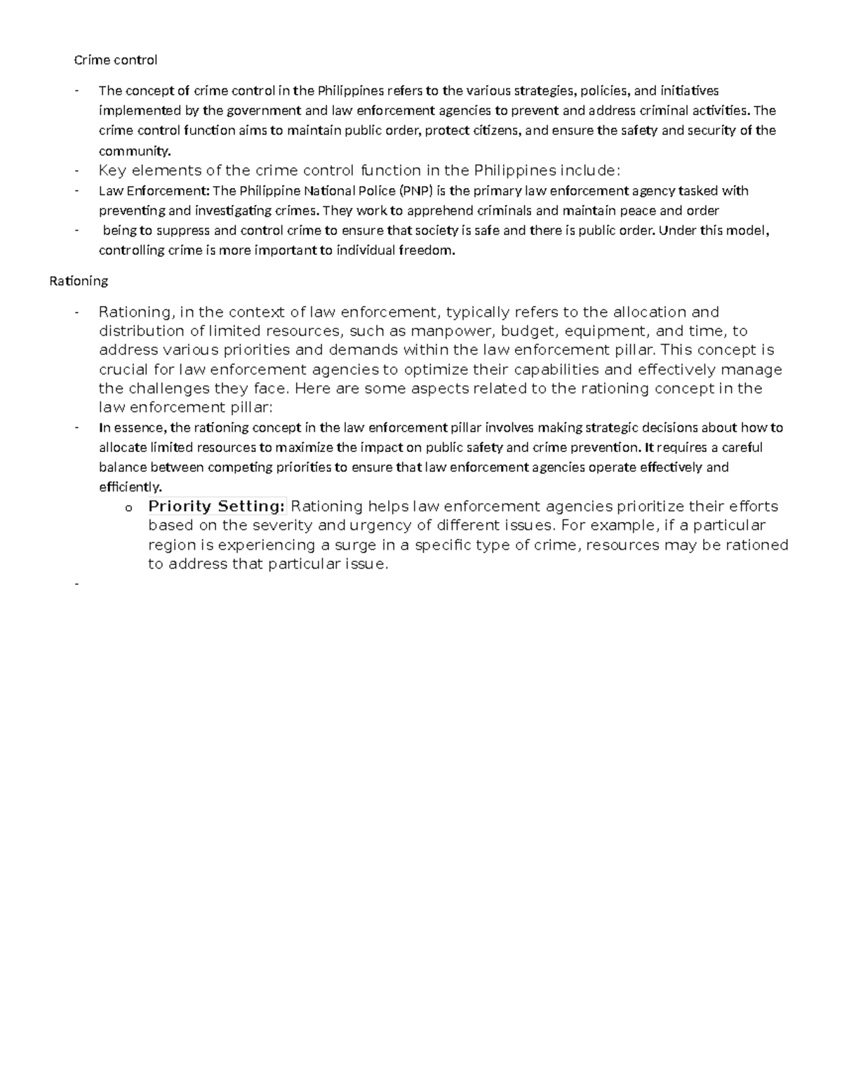 Crime control - The crime control function aims to maintain public ...