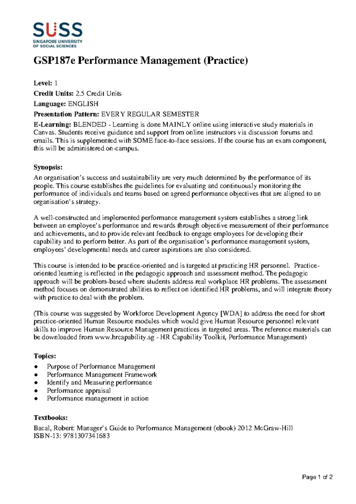 GSP187 - Practice-Oriented Performance Management Overview - Studocu