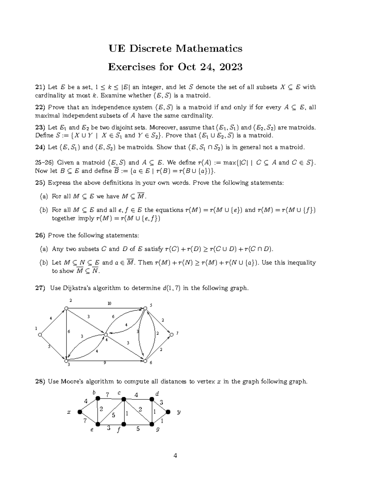 UE3 Discrete Mathematics Exercises and Solutions for Oct 24, 2023 - Studocu