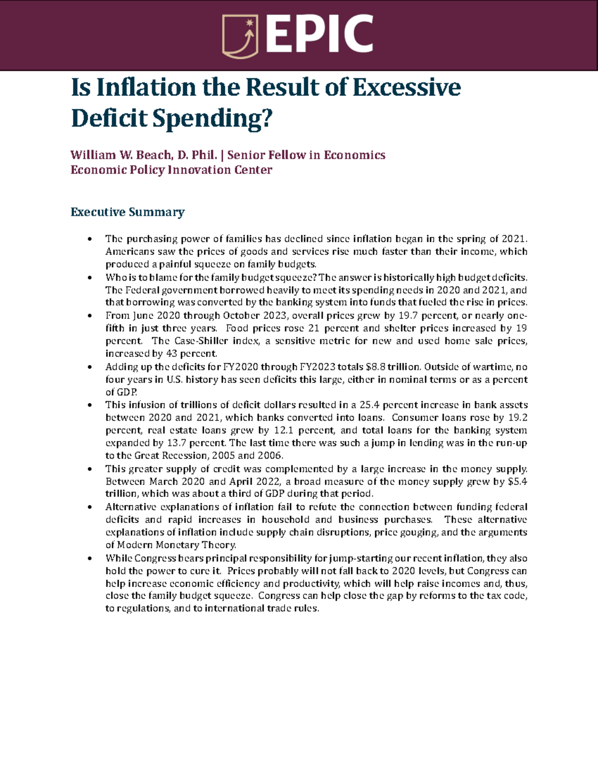 The Road to Inflation: Examining Federal Deficit Spending's Impact ...