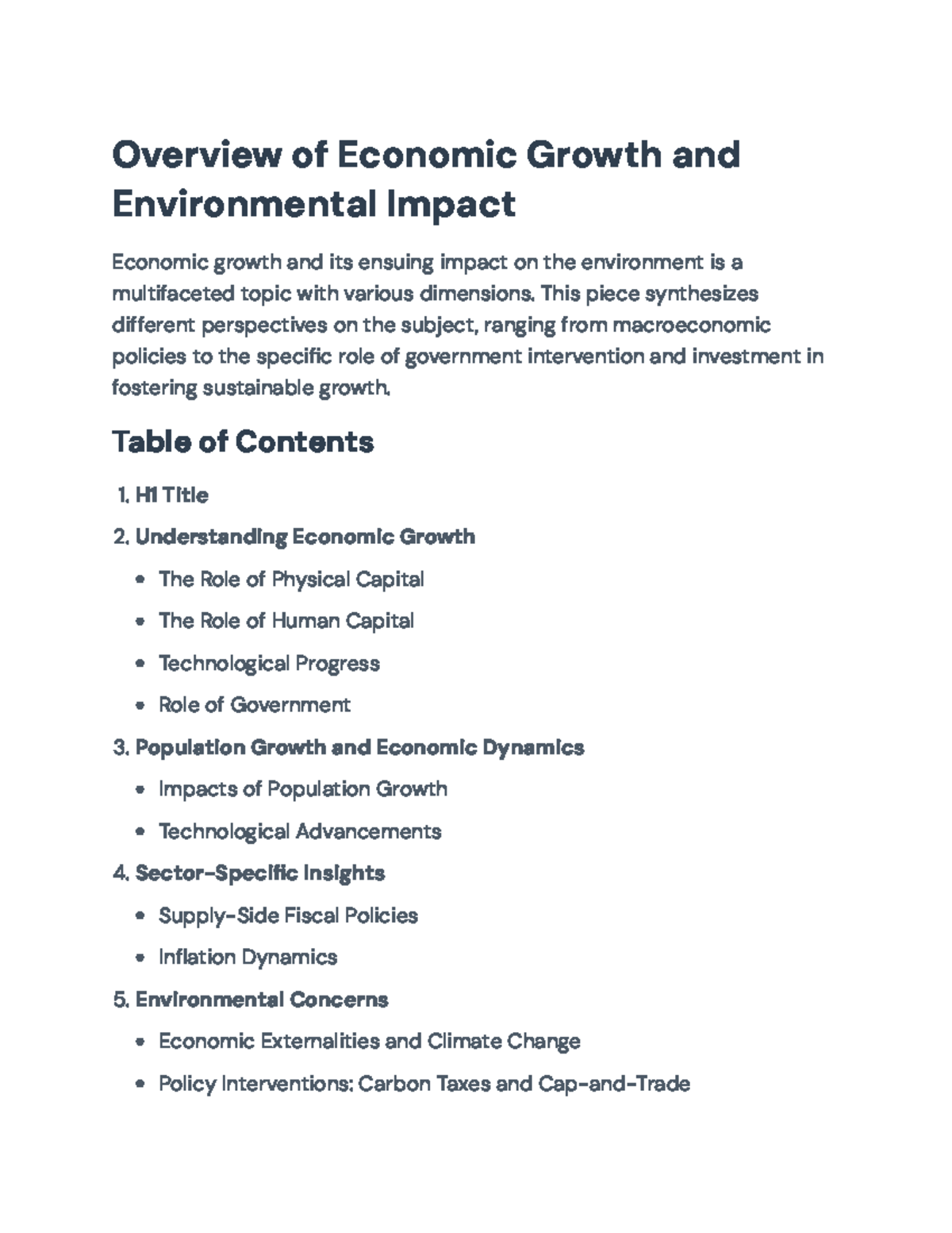 Understanding Economic Growth and Environmental Impact - Overview of ...