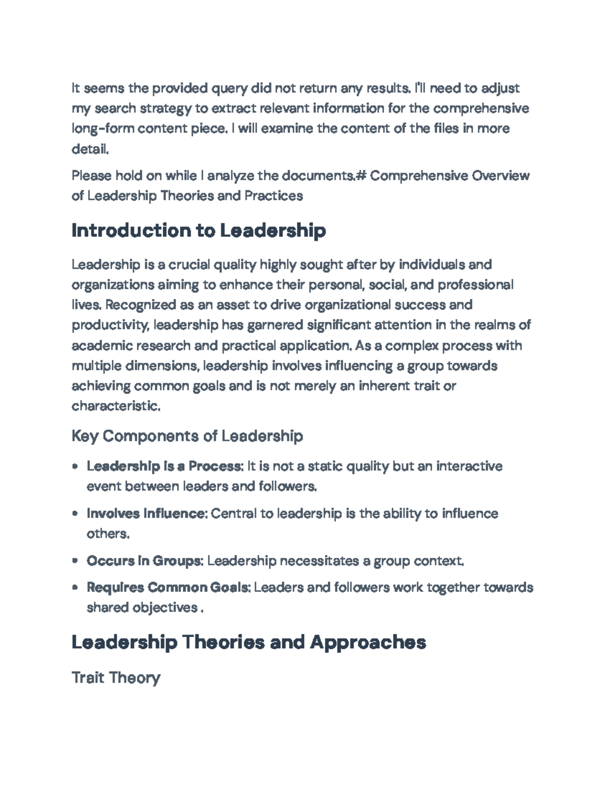 Comprehensive Overview of Leadership Theories and Practices - It seems ...