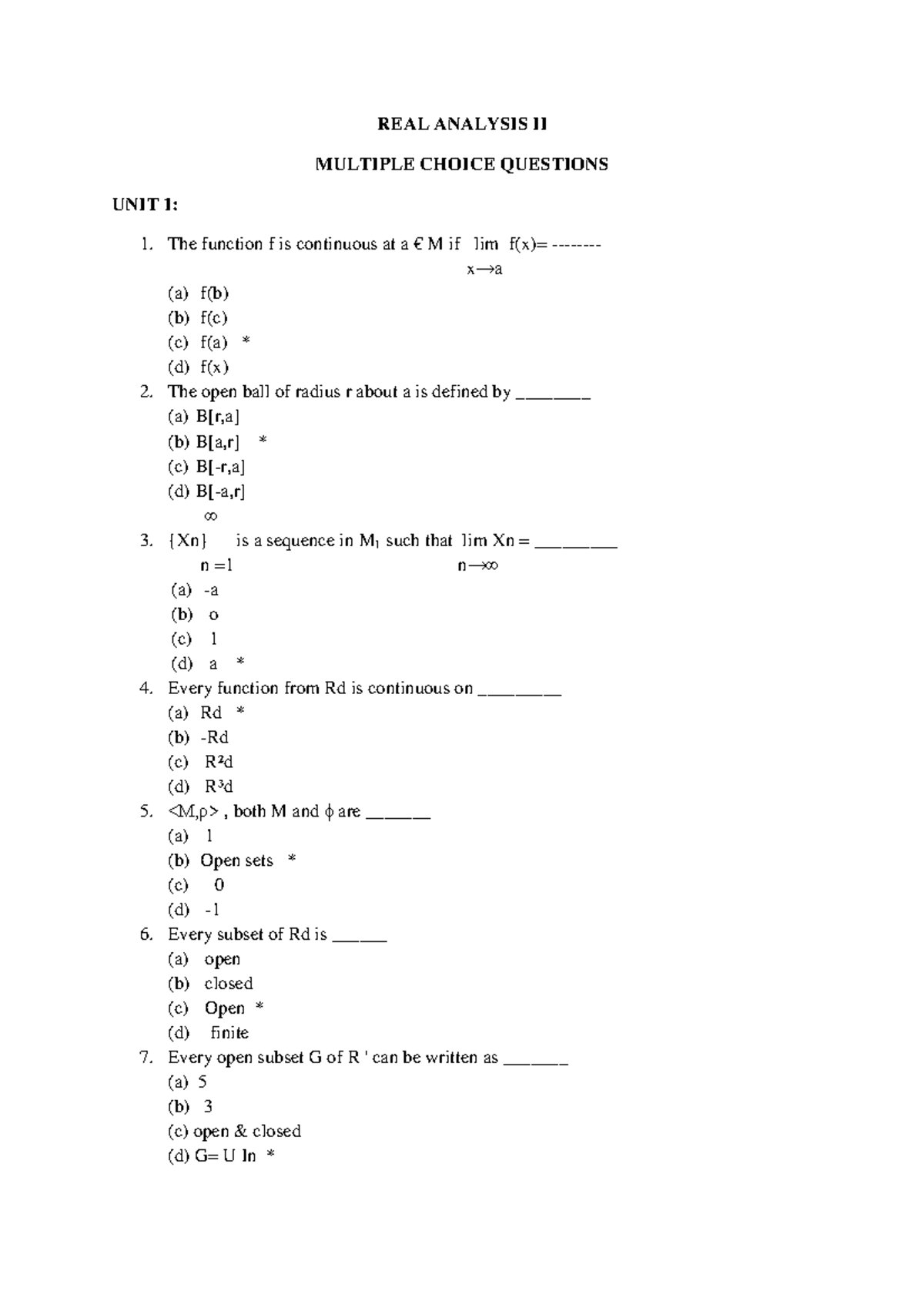 Real Analysis II Exam Questions - B.Sc. 16UMA616 - Studocu