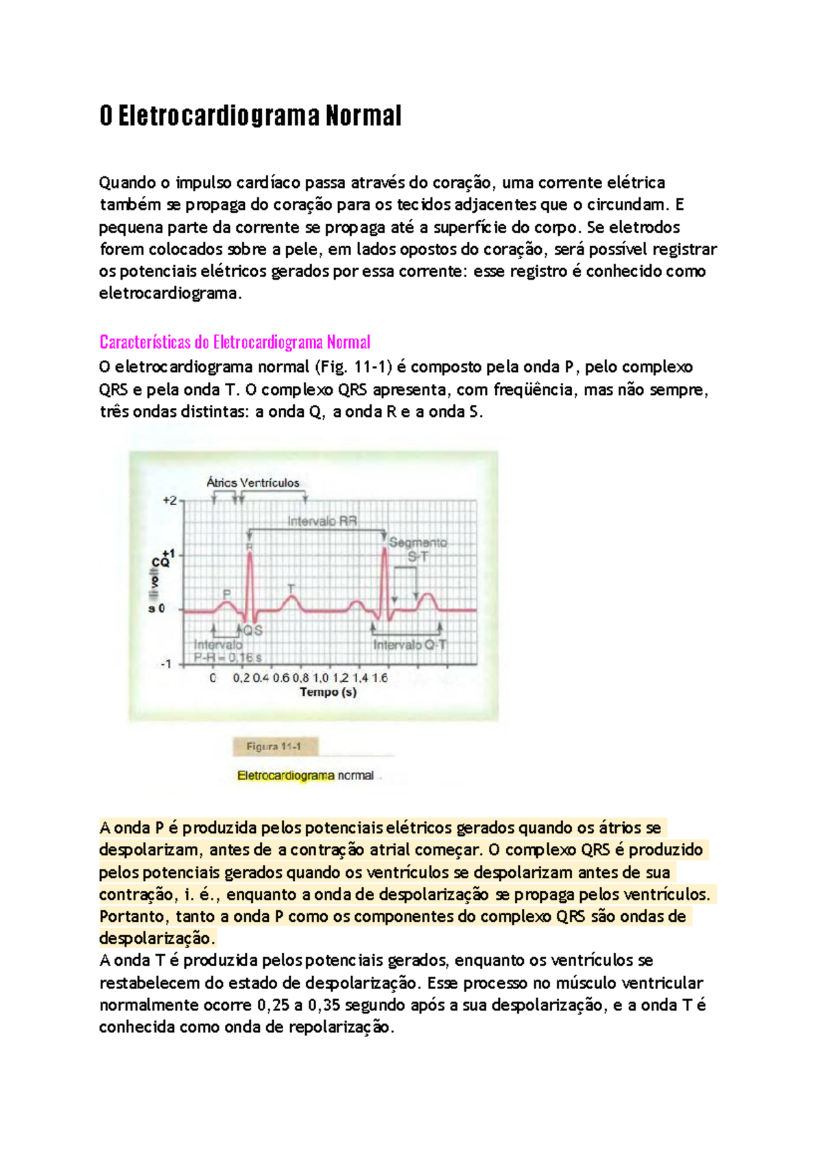 Eletrocardiograma Normal: Características e Interpretação clínica - Studocu
