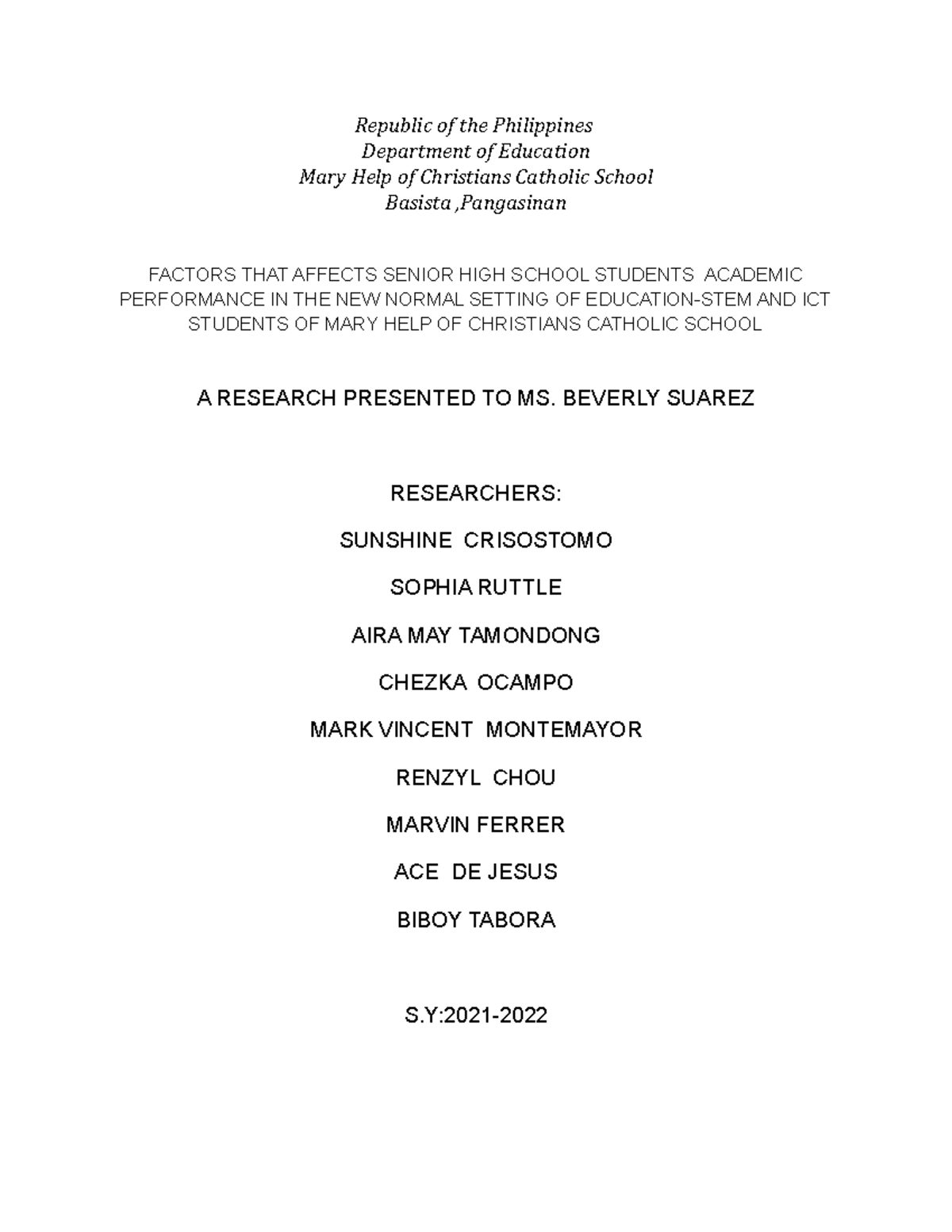Research on Factors Affecting Academic Performance of SHS Students in ...