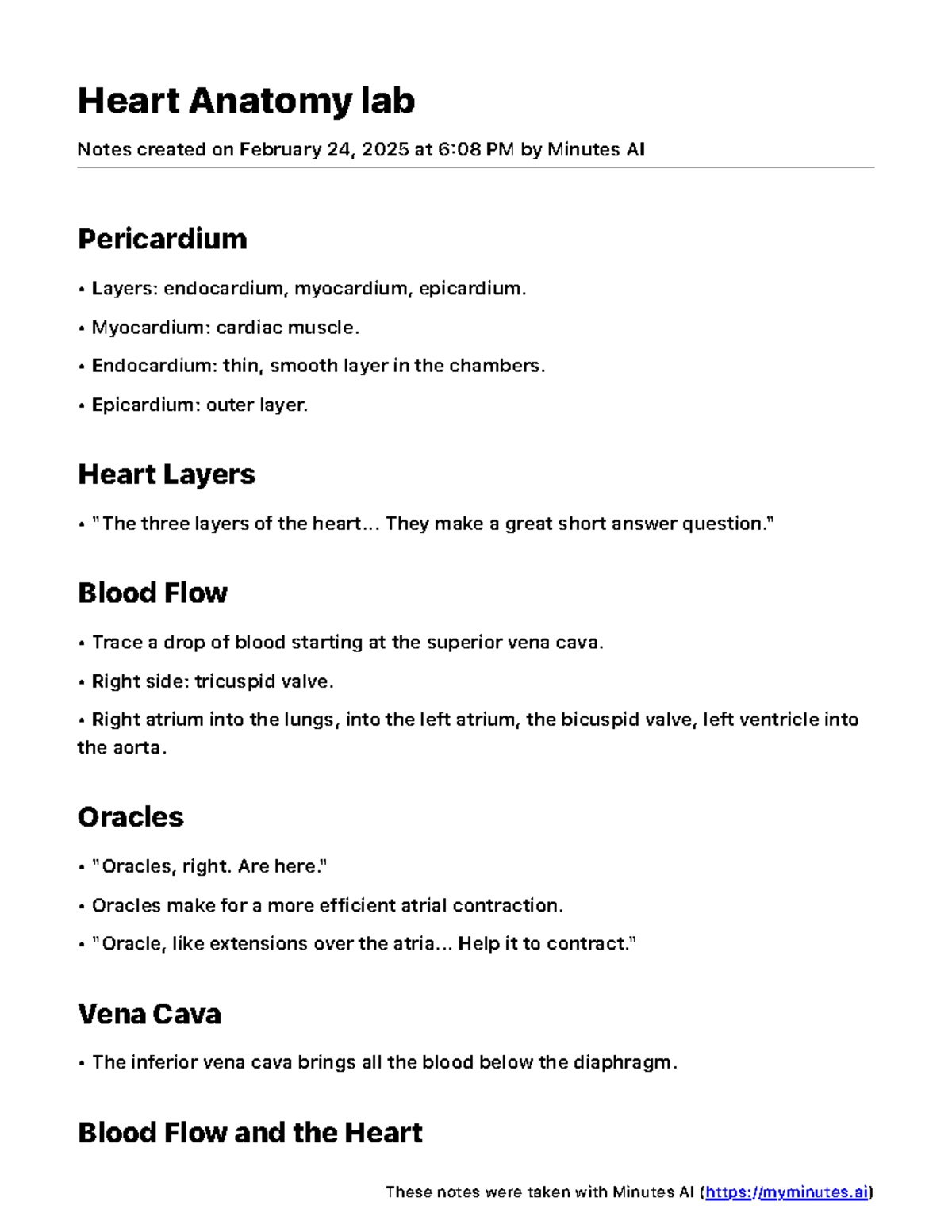 Heart Anatomy Lab Notes (BIOL 101): Circulation and Structure Insights ...