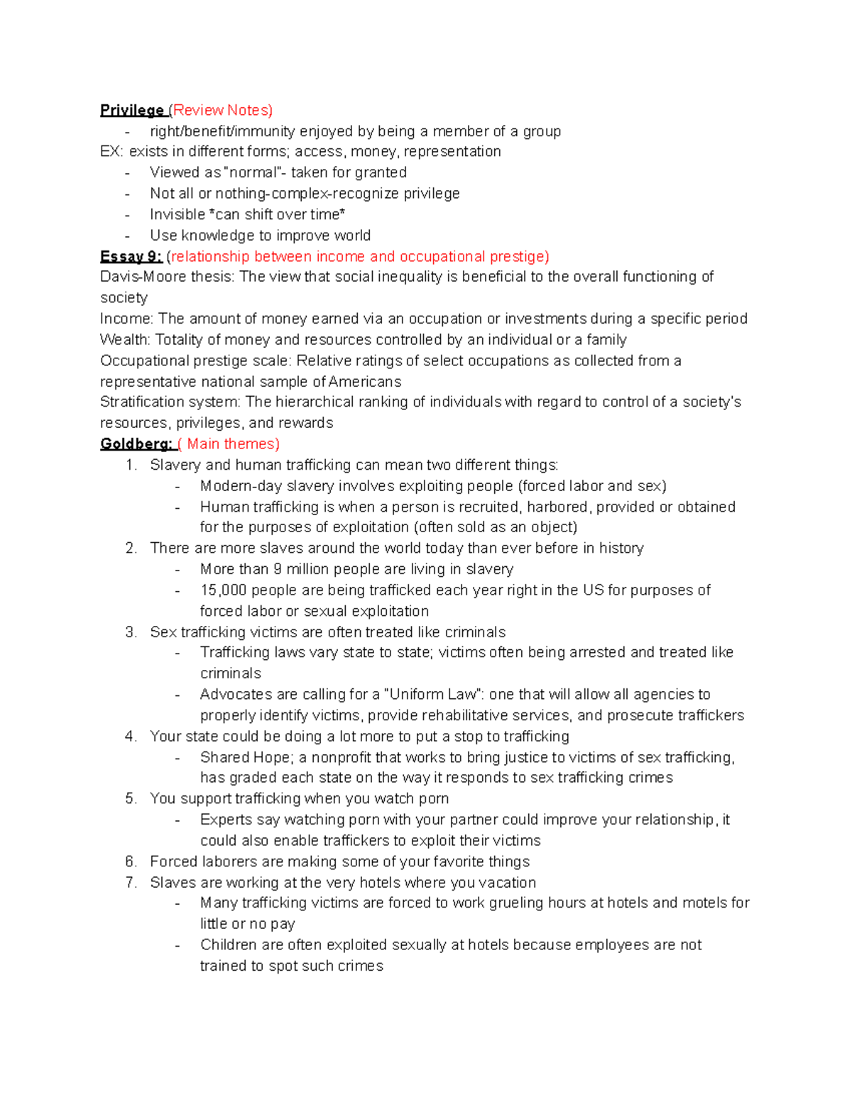 Sociology 101 - Review Notes on Privilege, Inequality, and Prejudice ...