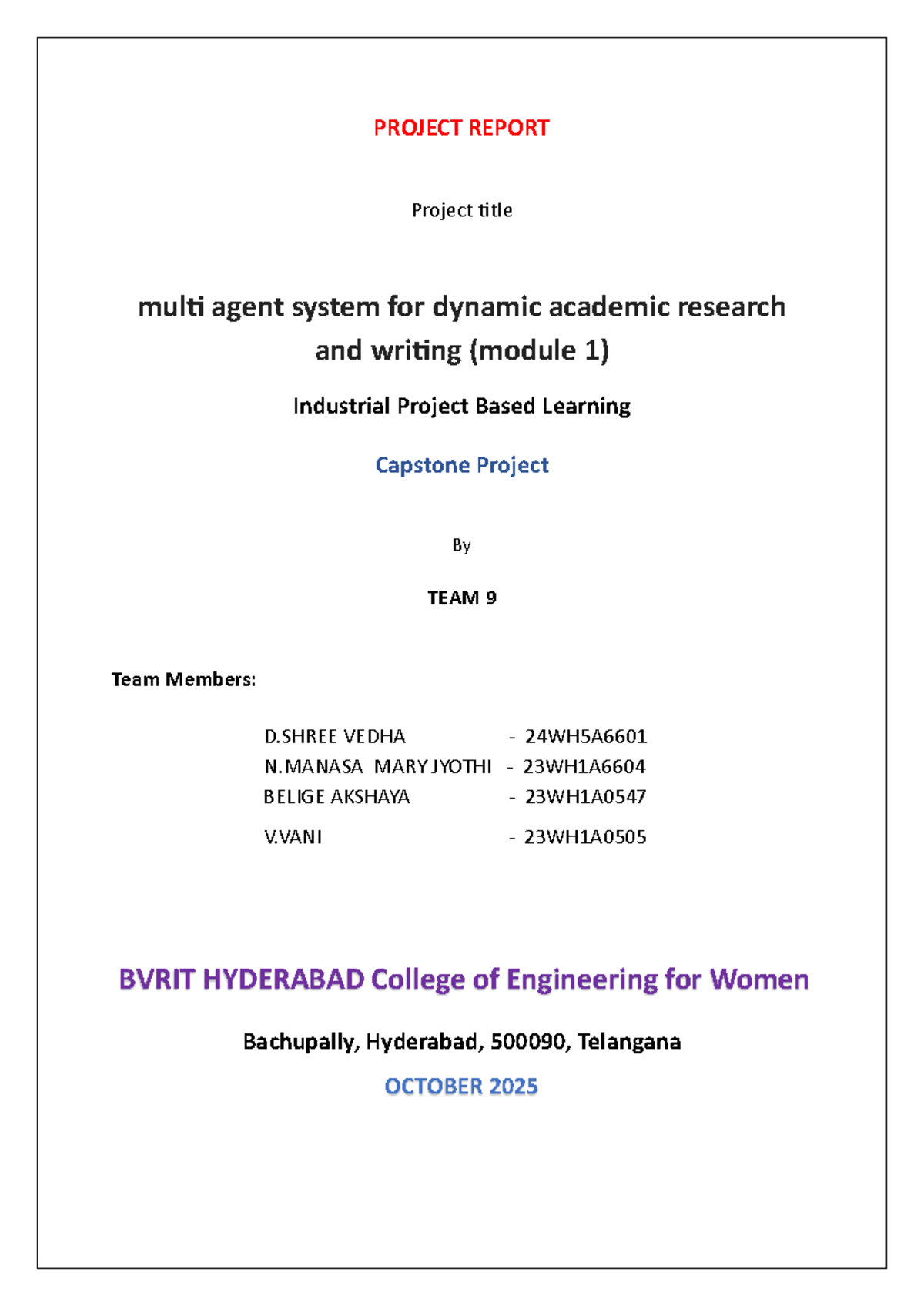 Capstone Project Report: Multi-Agent System for Dynamic Academic ...