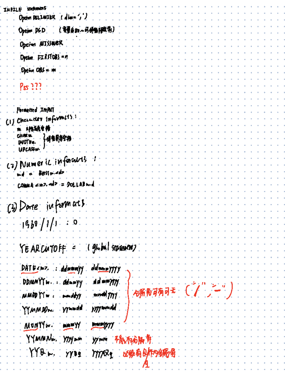 INFILE Statement Options and Informats Notes (2025) - Studocu