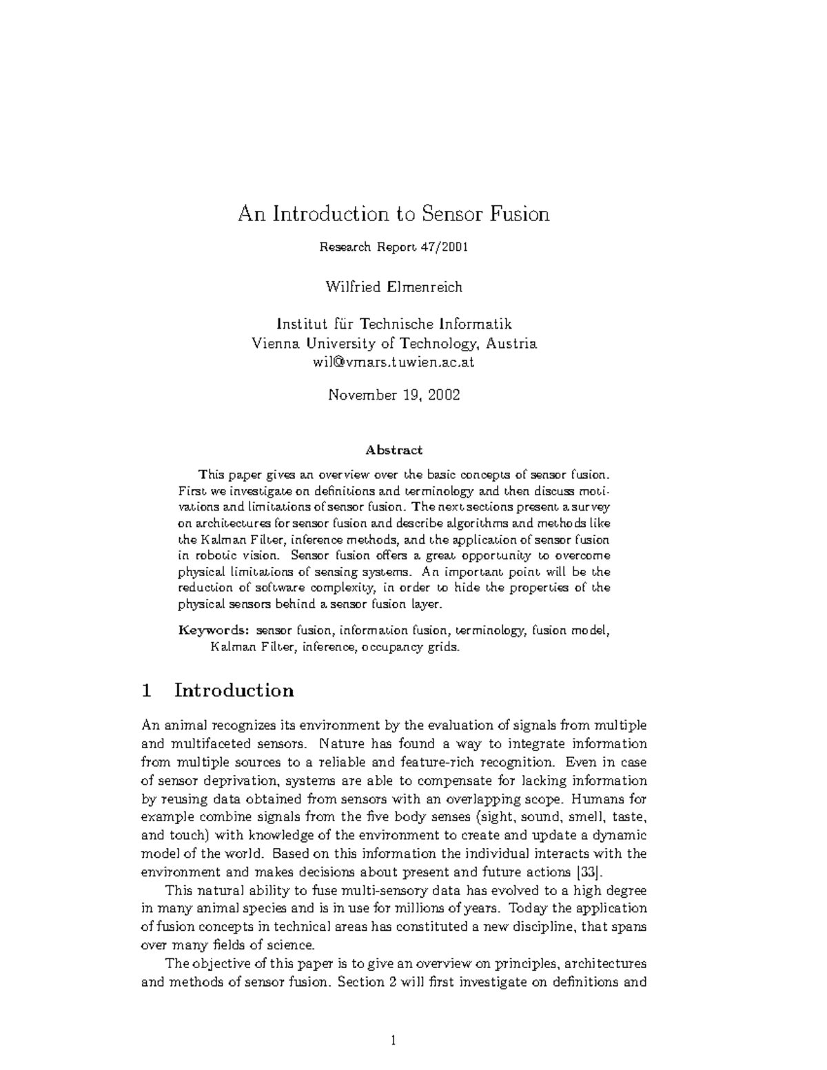 Sensor Fusion Overview: Concepts, Methods, and Applications - Studocu