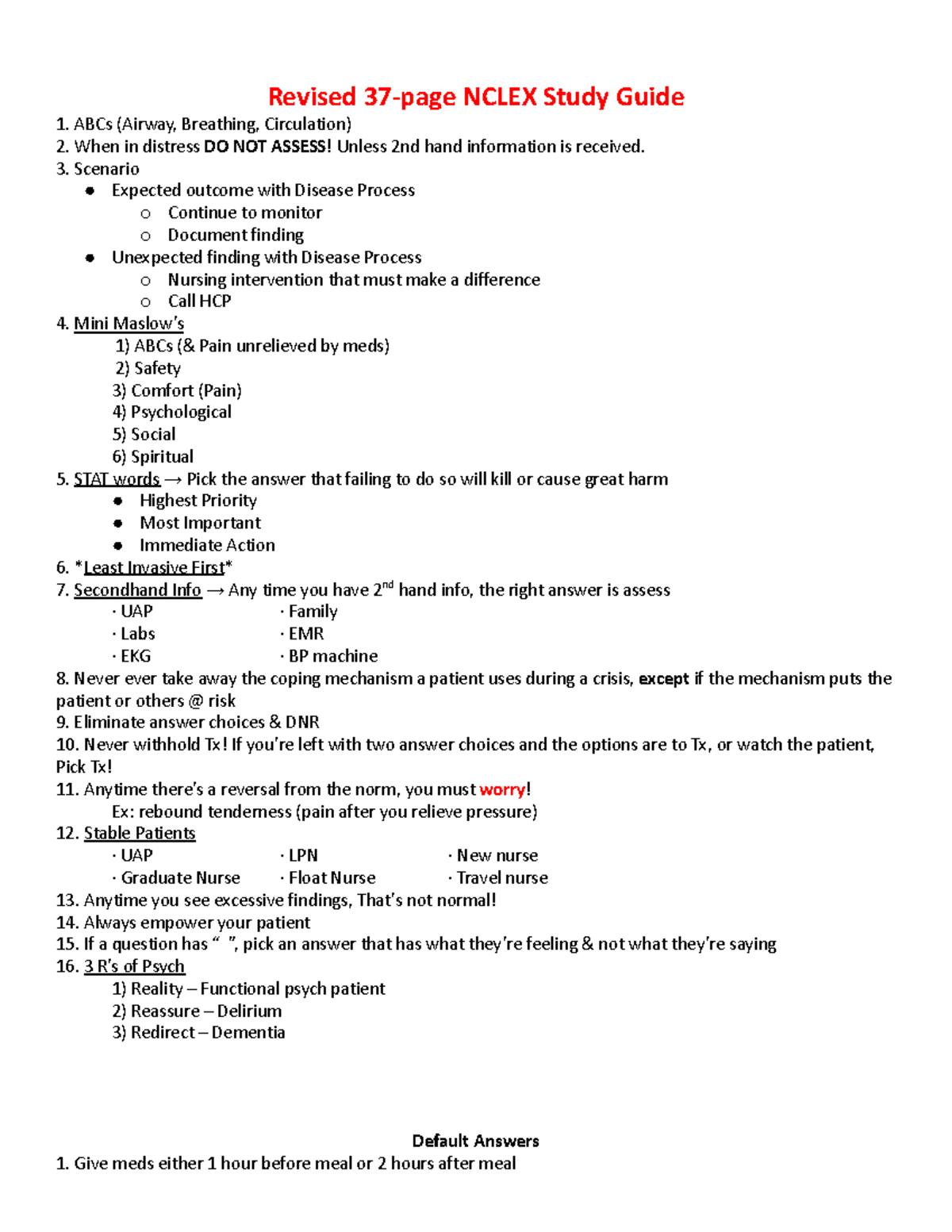 Revised NCLEX Study Guide: Key Concepts for Success in Nursing - Studocu