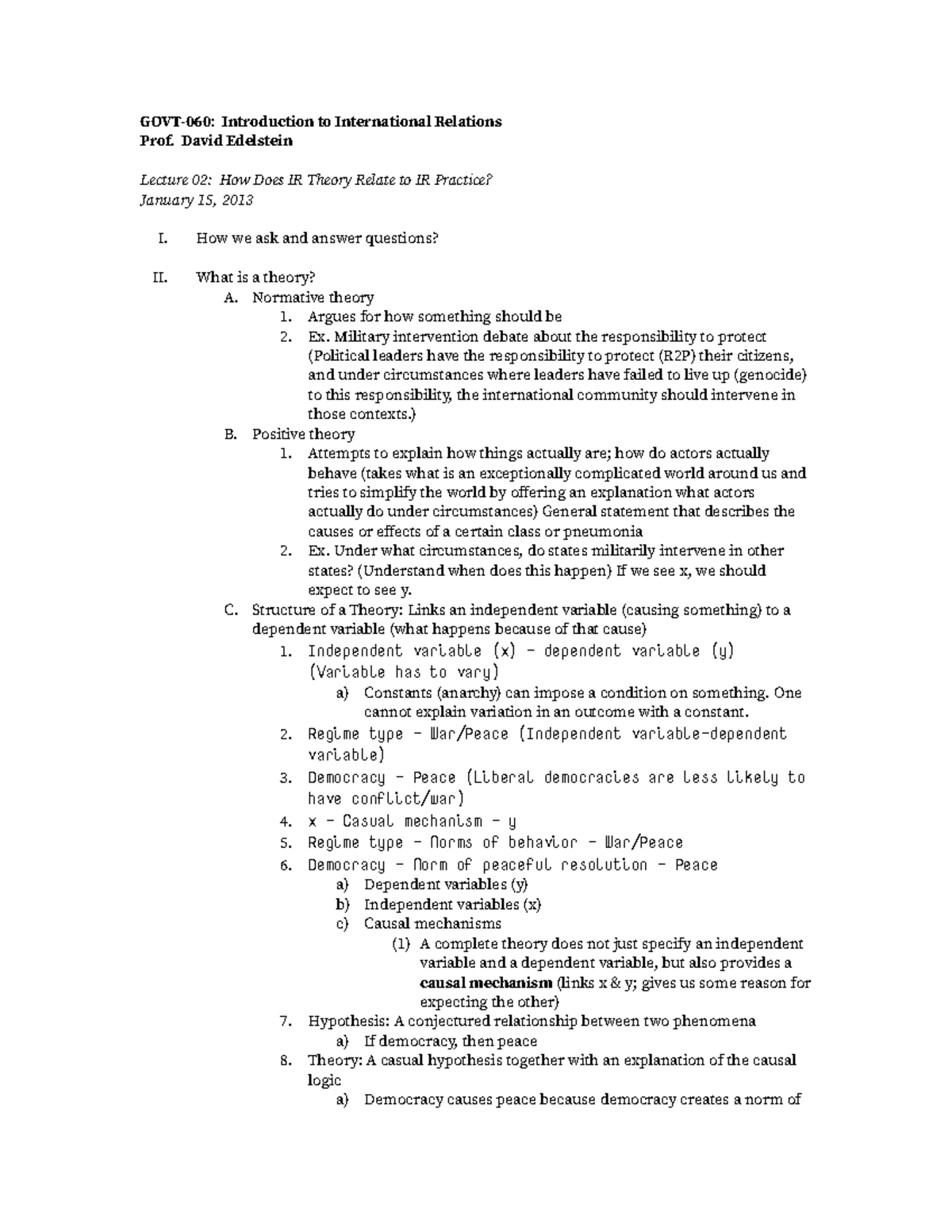GOVT-060: Lecture 2 Notes on IR Theory and Practice Connection - Studocu