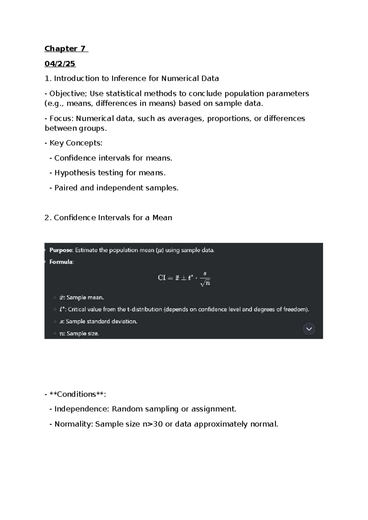 Chapter 7: Introduction to inference for numerical data and ...