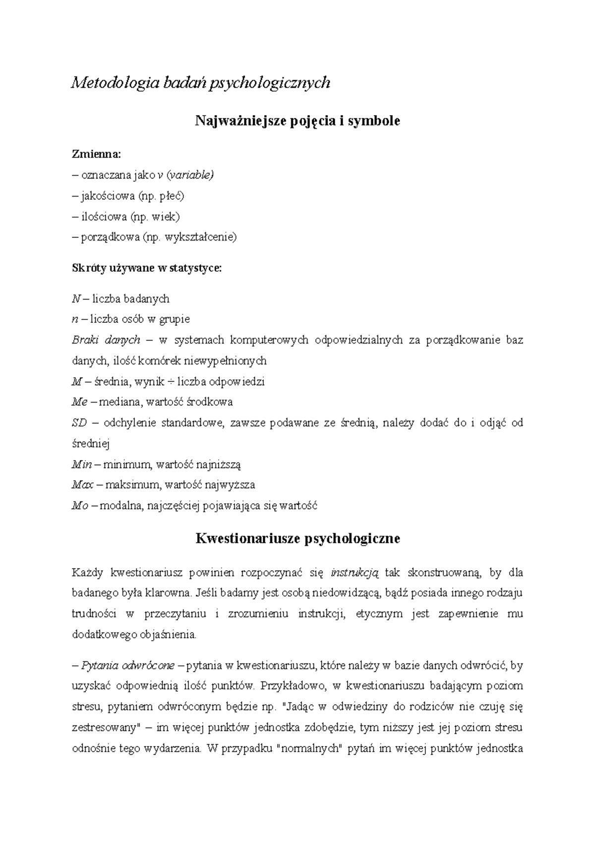 Metodologia - podstawy - Metodologia badań psychologicznych
