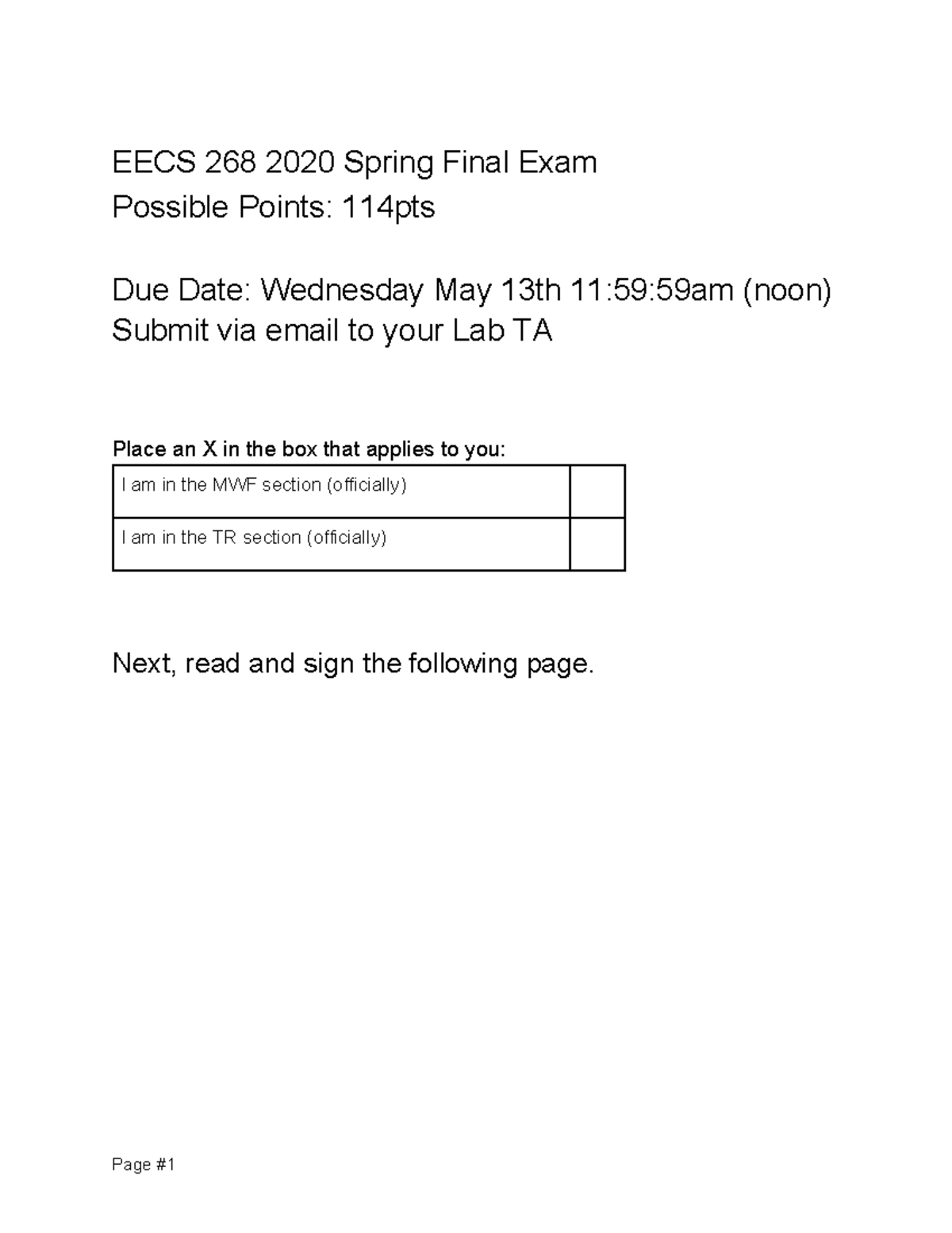 EECS 268 Spring 2020 Final Exam Guidelines and Questions - Studocu
