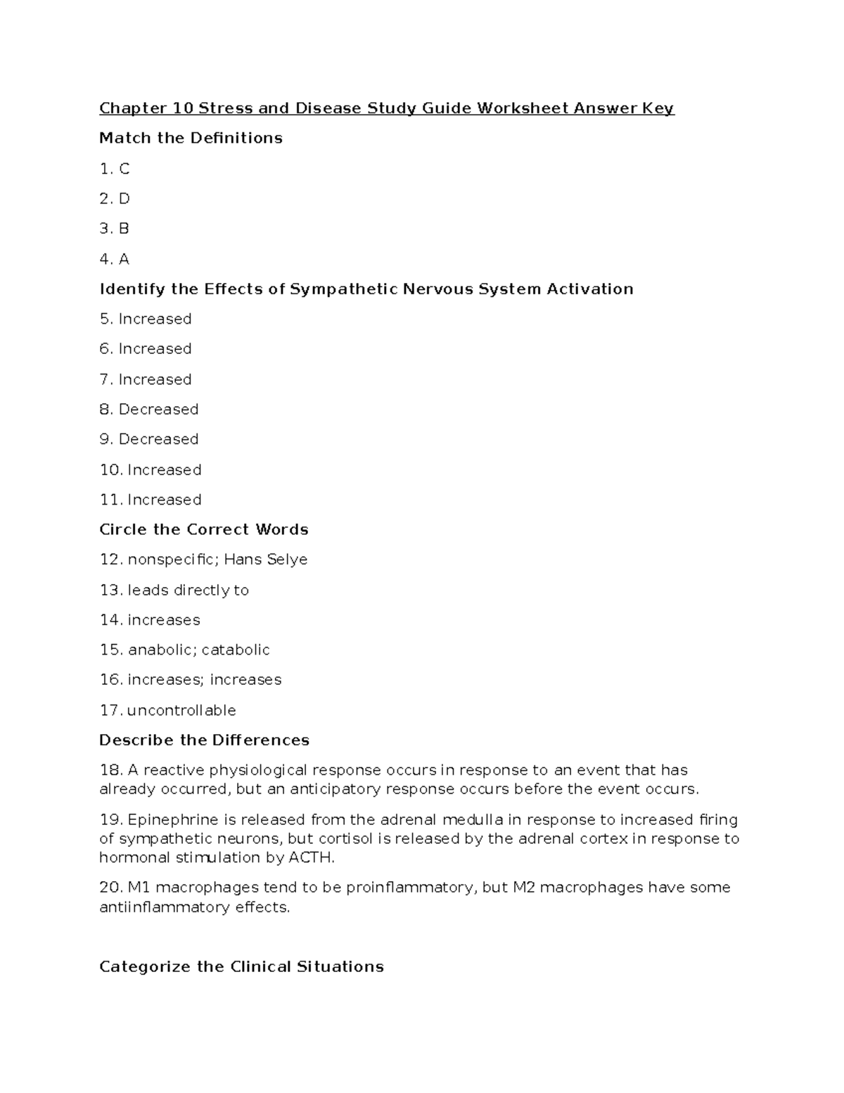 Chapter 10 Stress & Disease Study Guide Answer Key - Studocu