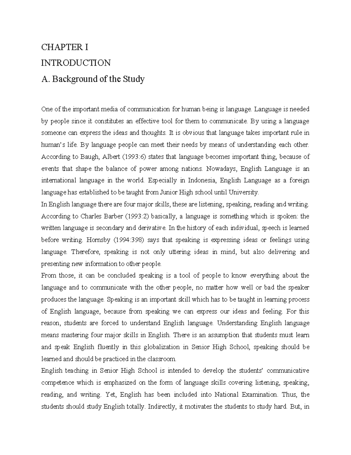 Chapter I for oral skills or speaking skills - CHAPTER I INTRODUCTION A ...