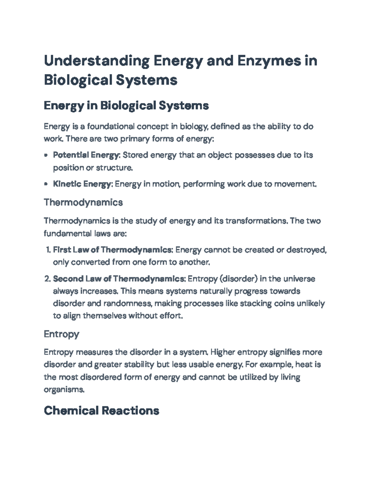 Biology 101: Understanding Energy and Enzymes in Biological Systems ...
