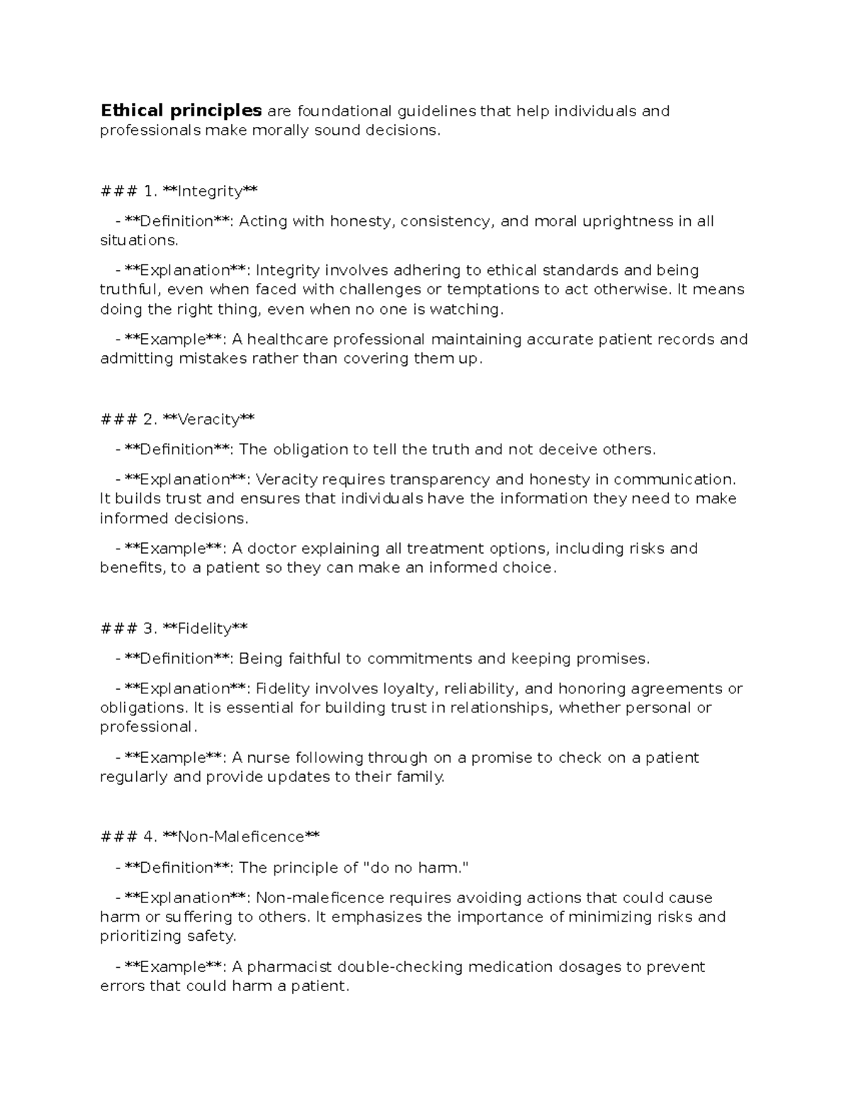 Midterm review 2007 (1-6) - Ethical principles are foundational ...