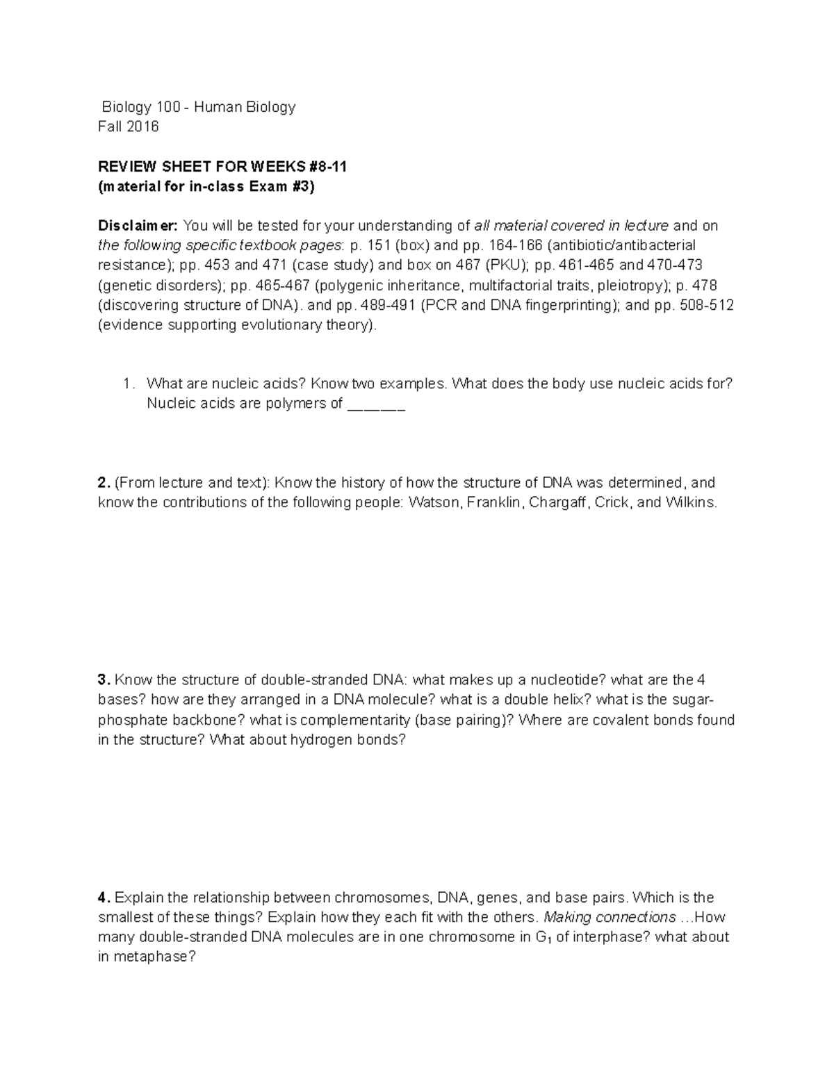Bio 100 Midterm Exam Review: Key Concepts & Material Summary - Studocu