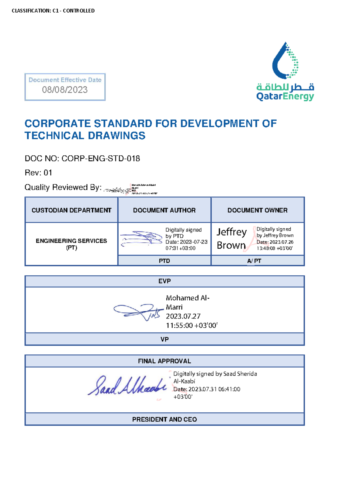 CORP-ENG-STD-018 C1 Controlled Standard for Technical Drawings - Studocu