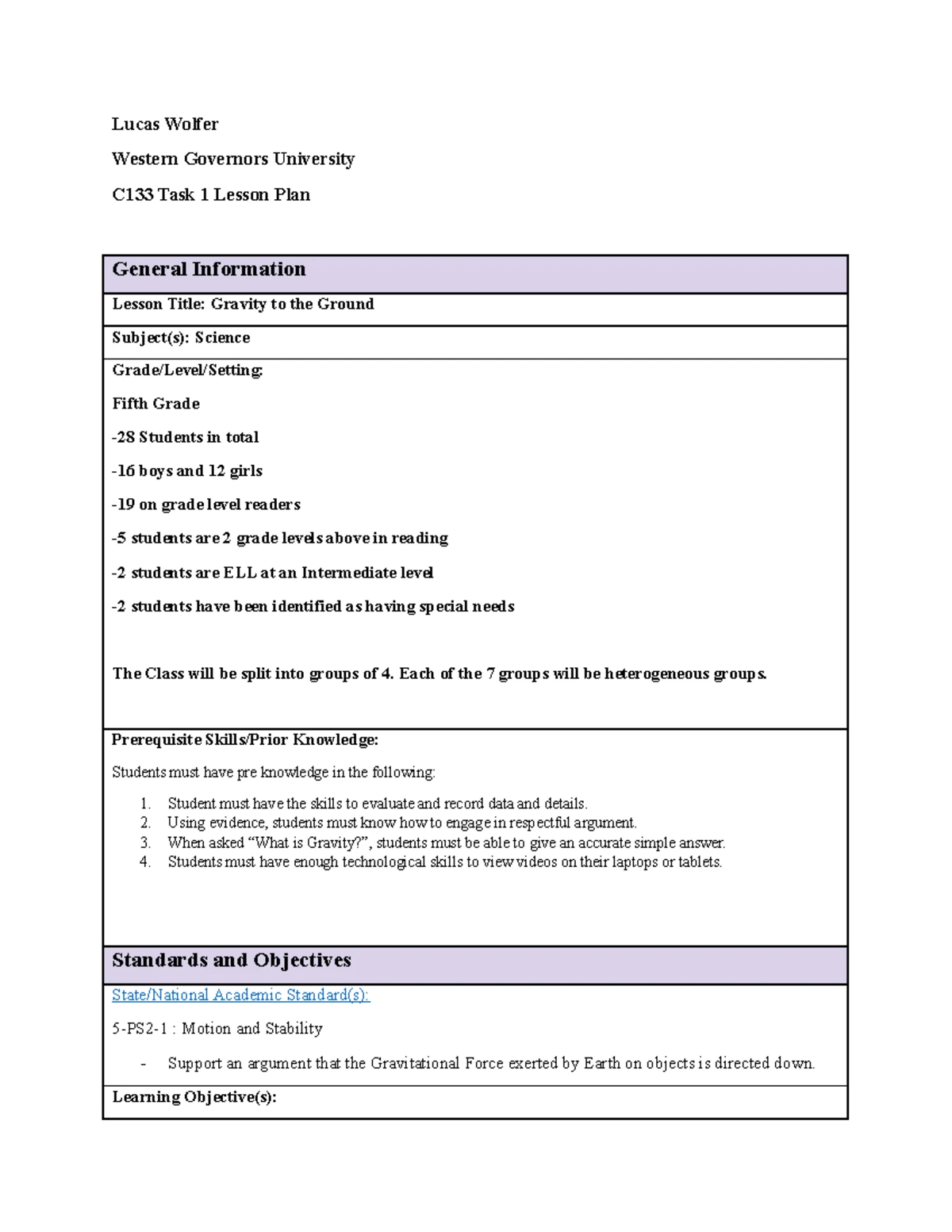 5E Lesson Plan - Science template - Science Methods Performance ...