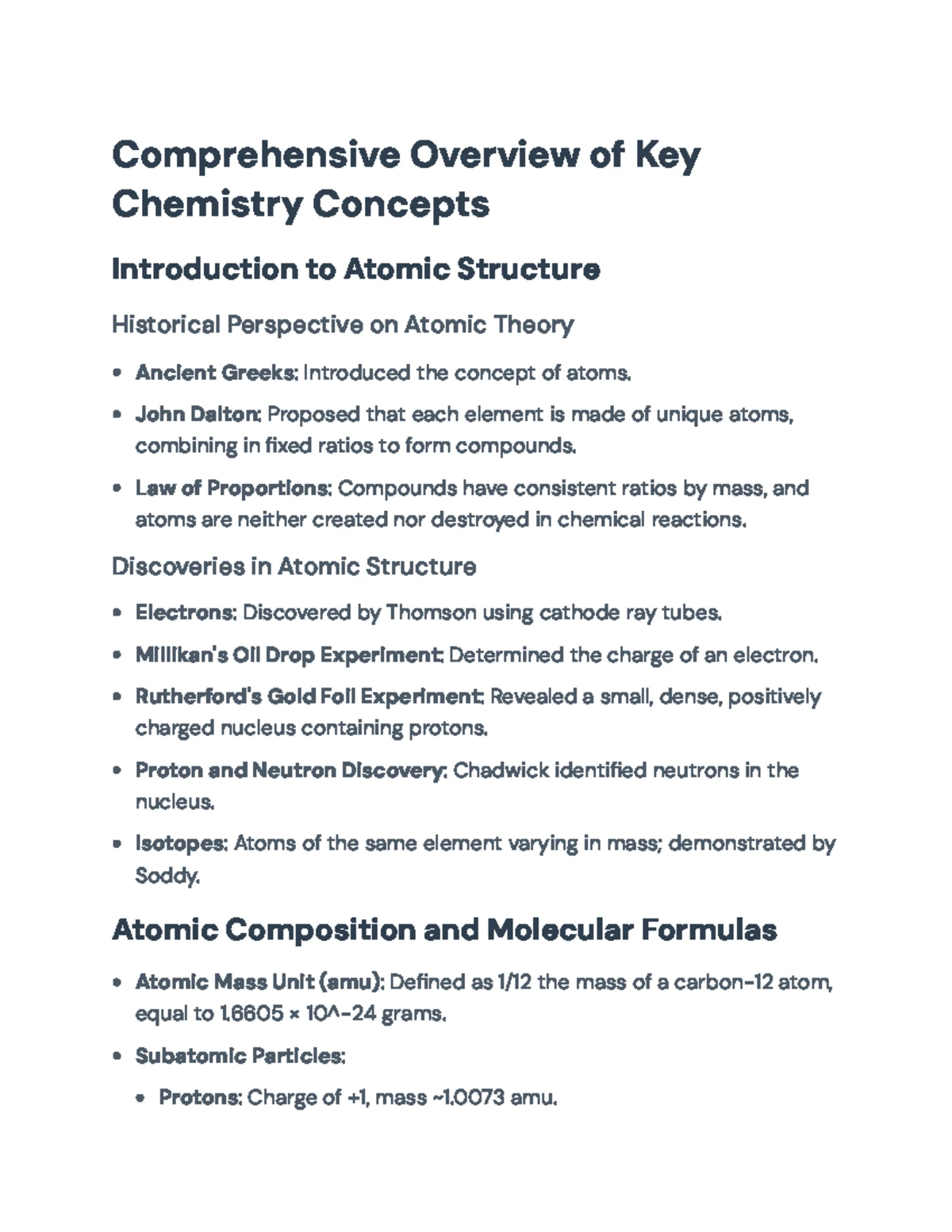 Intro to Chem: Unit 1 - Key Concepts & Fundamentals Overview - Studocu