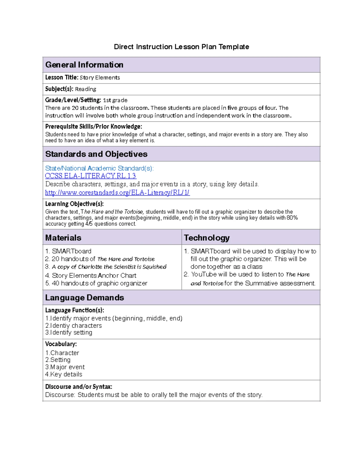 Task 2-Lesson Planning - B. In order to make the lesson plan, “Reading ...