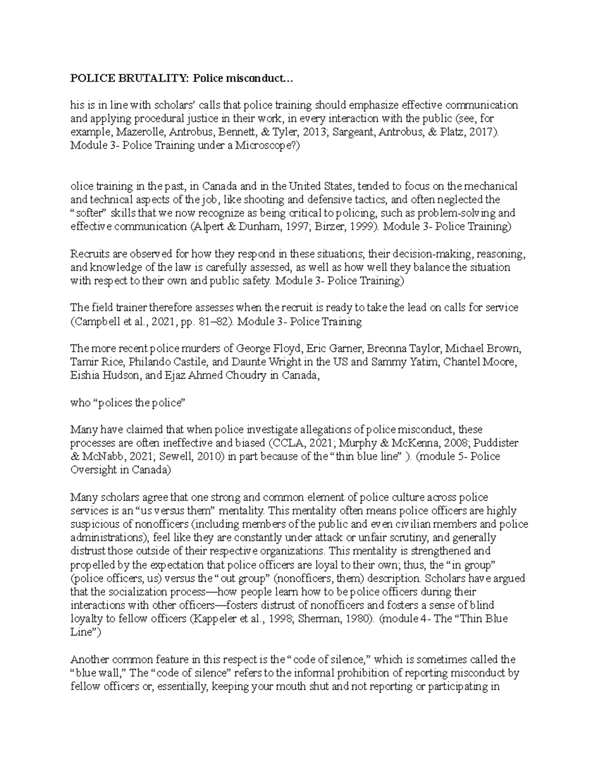 Police essay material - POLICE BRUTALITY: Police misconduct... his is ...