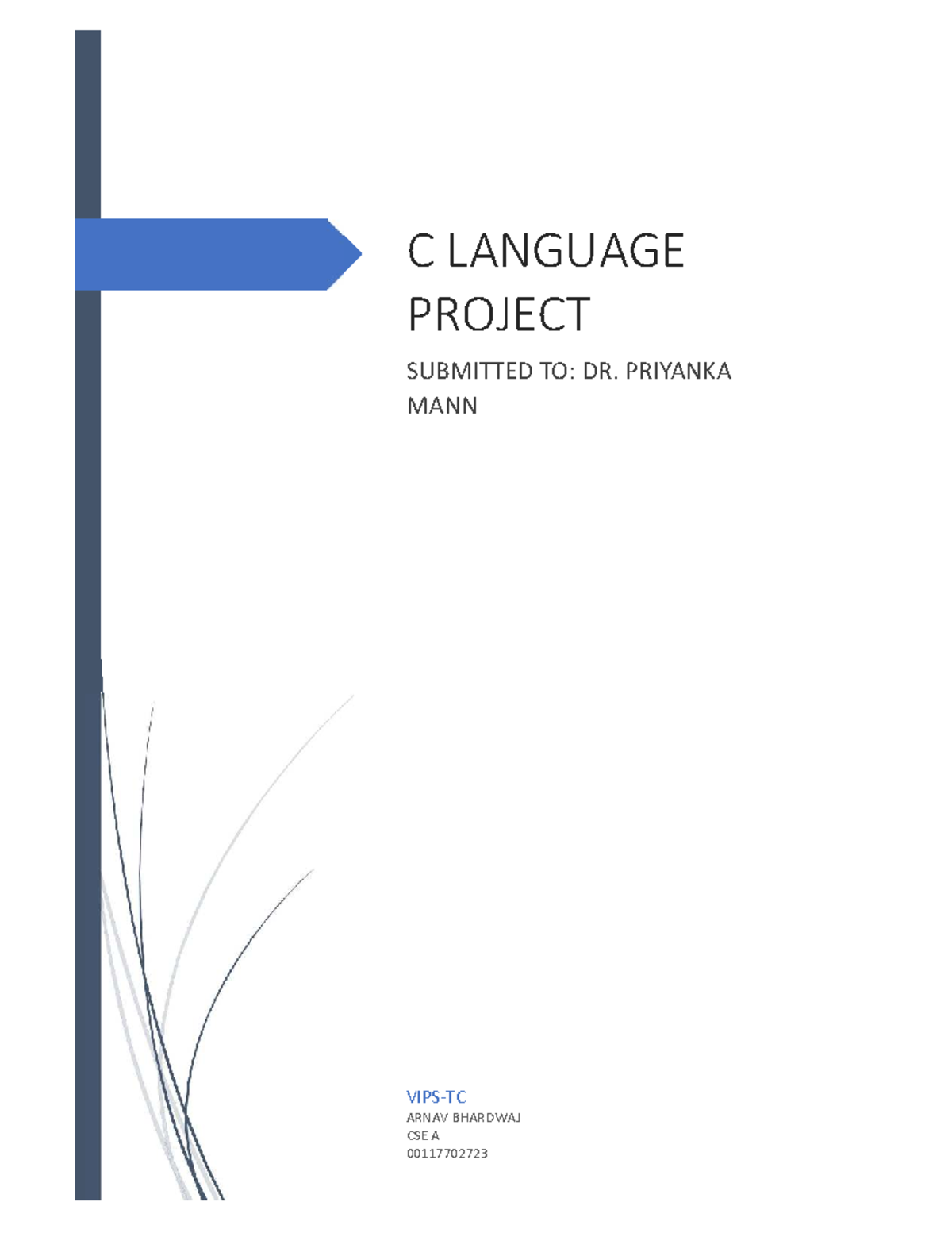 CSE A 00117702723: C Language Project - Programming Exercises - Studocu