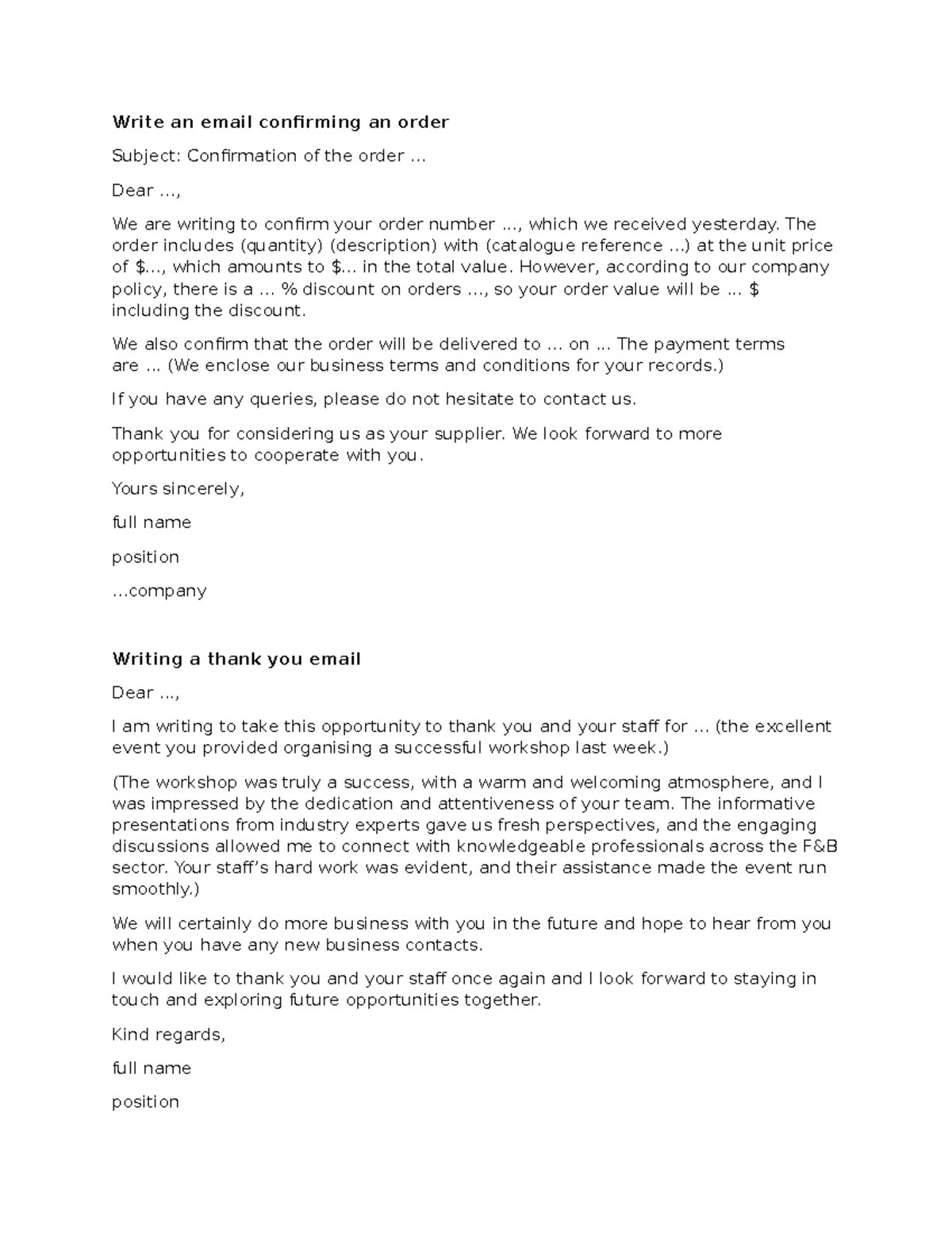 Sample Email Writing - TATQ - Studocu