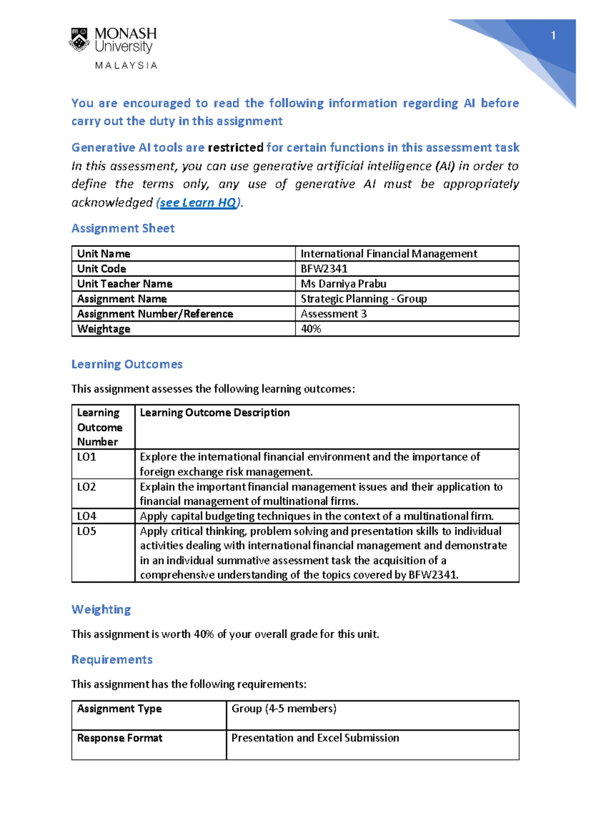 ECW Assignment 1: Task Details and Requirements Overview - Studocu