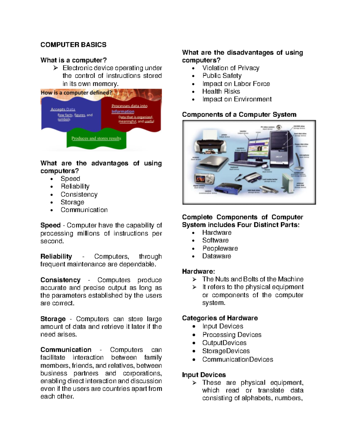Livit-reviewer - Livit-reviewer - COMPUTER BASICS What is a computer ...