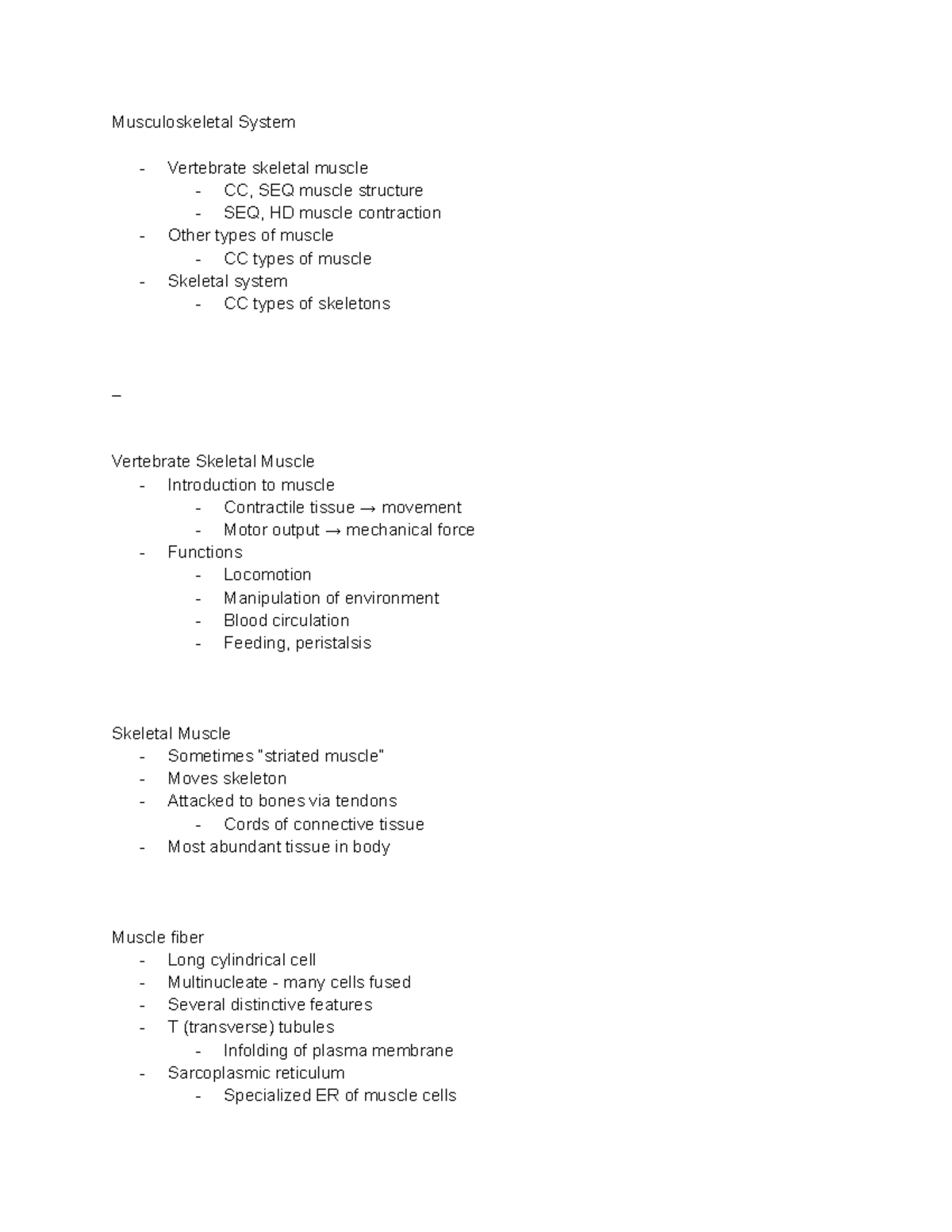 Bio 2 - Musculoskeletal System: Muscle Types & Functions Overview - Studocu