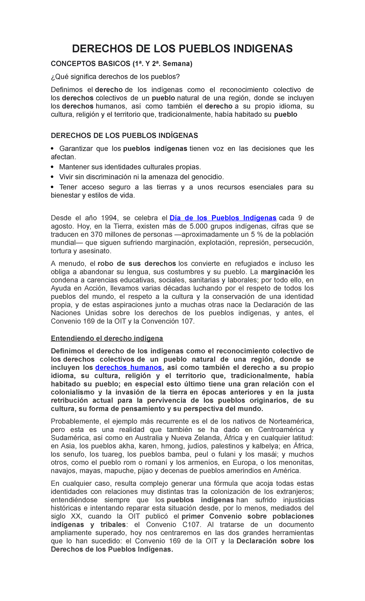 Clase 1 y 2 - Derecho de los pueblos indígenas - DERECHOS DE LOS ...