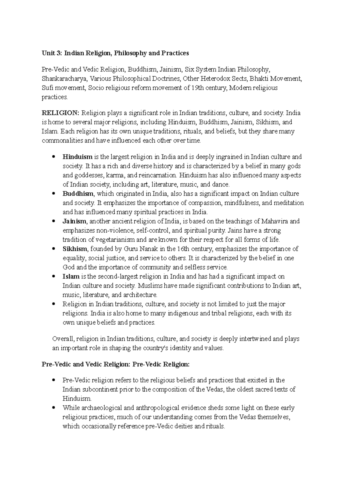 Unit 3 - Indian Religion, Philosophy and Practices - Unit 3: Indian ...