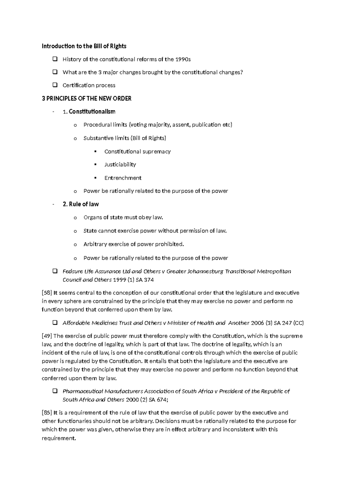 Human Rights Bill of Rights Lecture Notes (HR 101) - Studocu