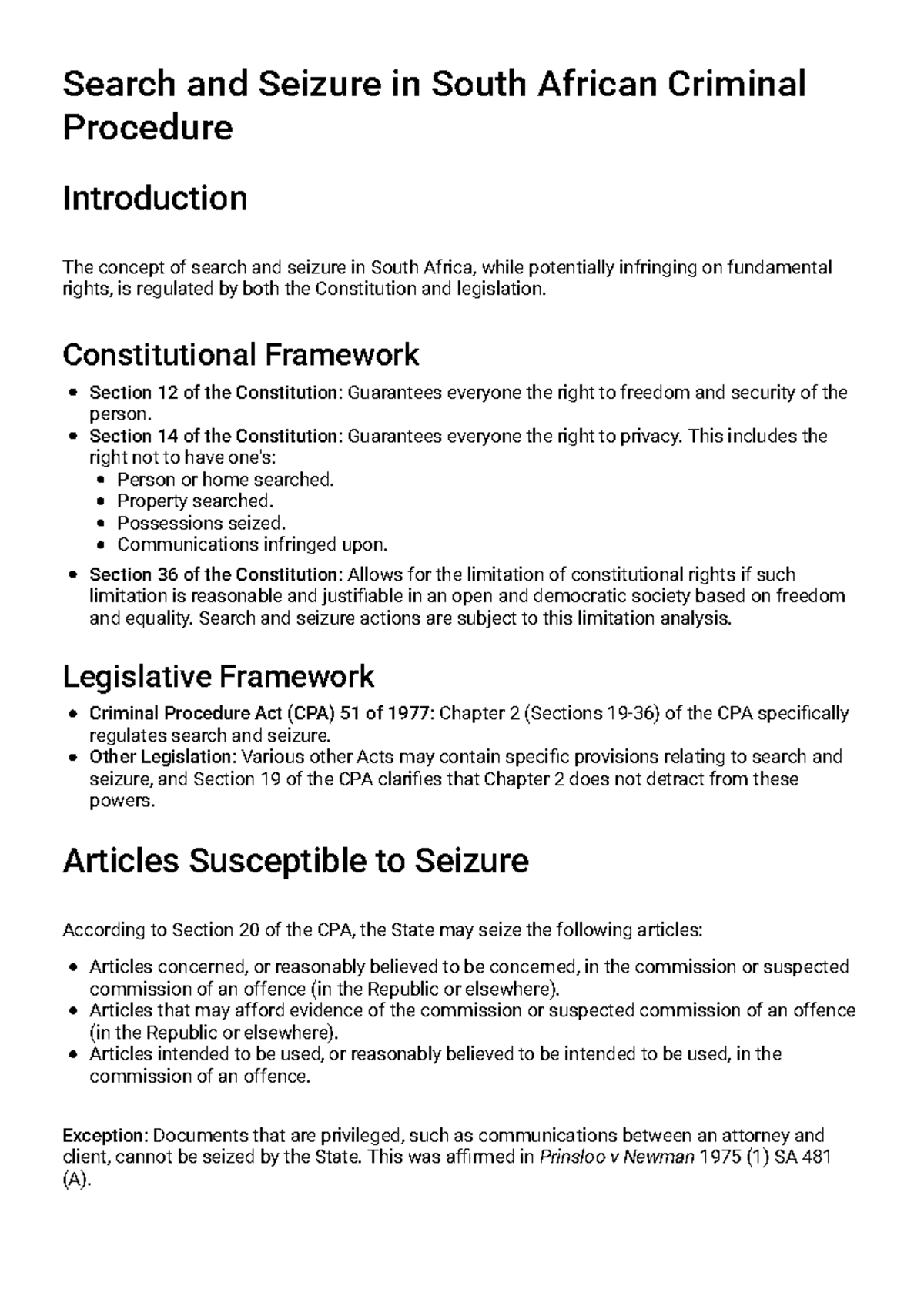 Chapter 9: Search and Seizure in South African Criminal Procedure Study ...